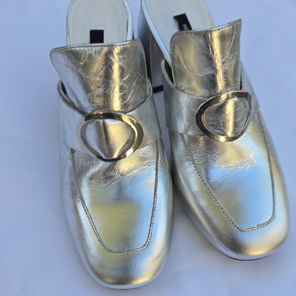 Mango Metallic Silver Mules - Picture 4 of 11